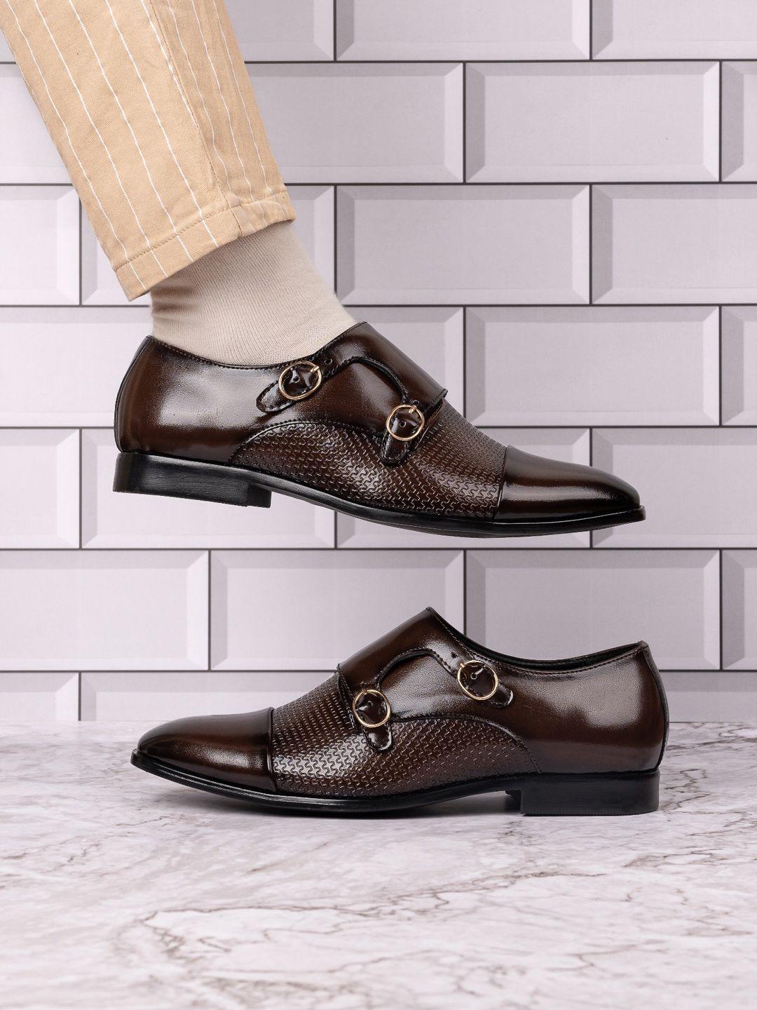 frankromello men textured formal monk shoes