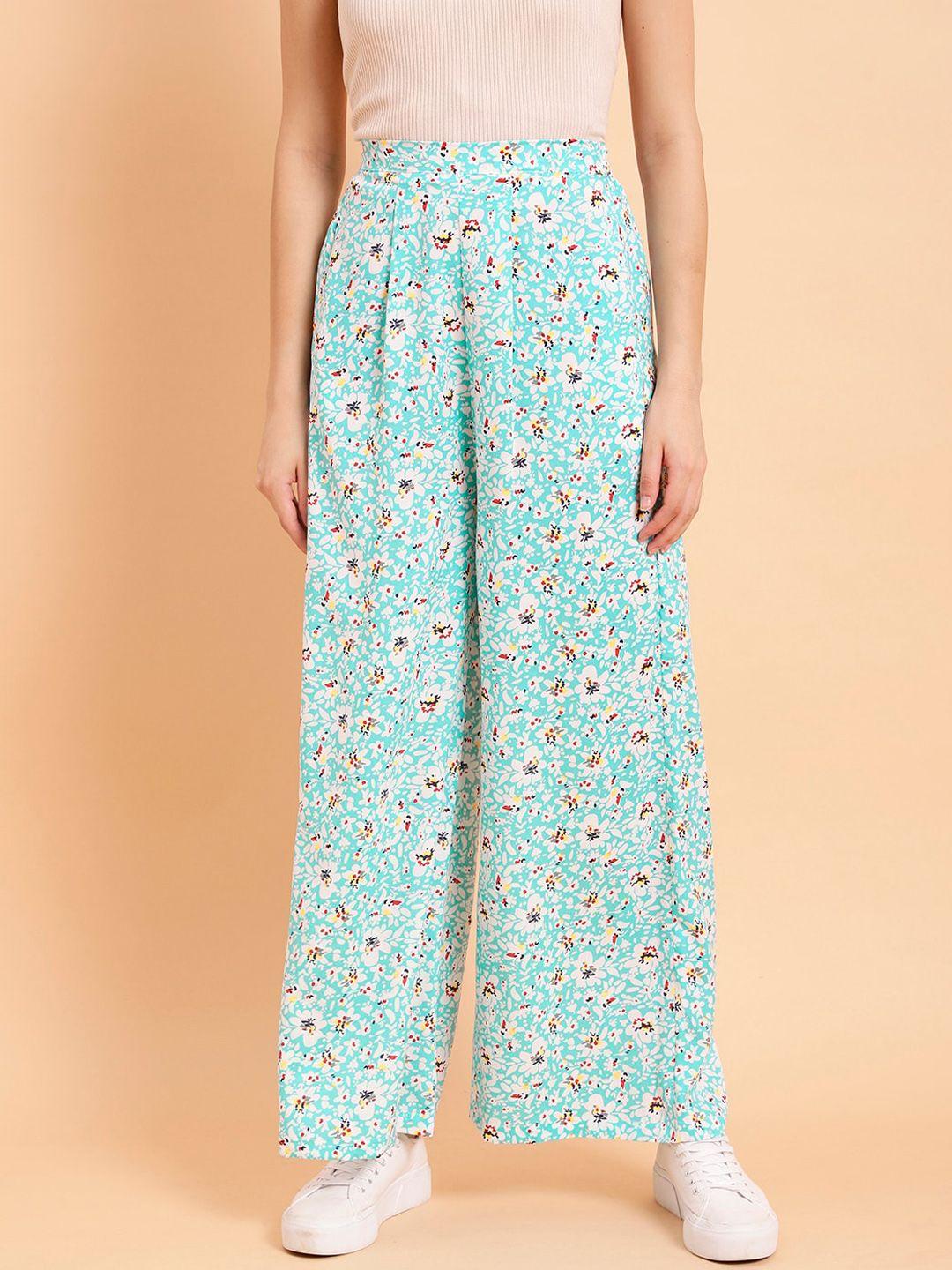 mint street floral printed pleated parallel trousers