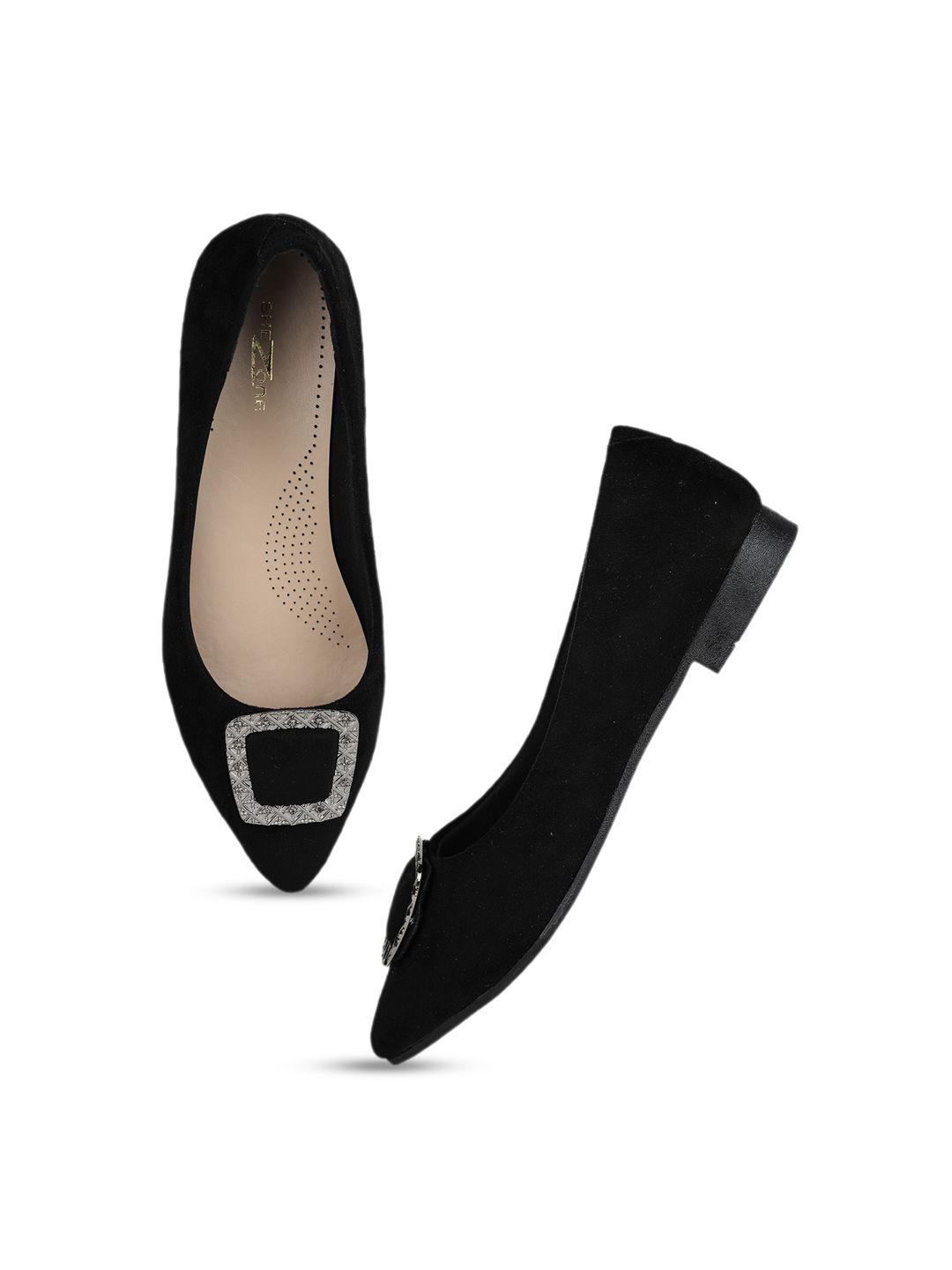 shezone women black ballerinas flats