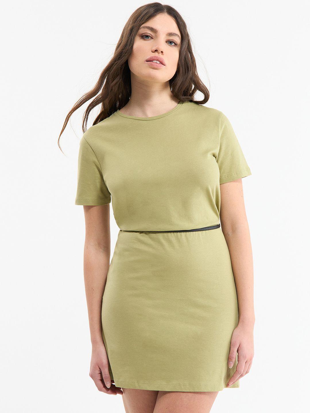 terranova solid t-shirt mini dress with belt