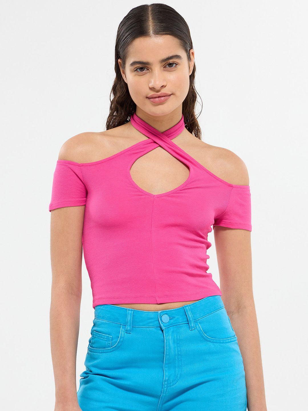 terranova halter neck cut-out detail fitted top