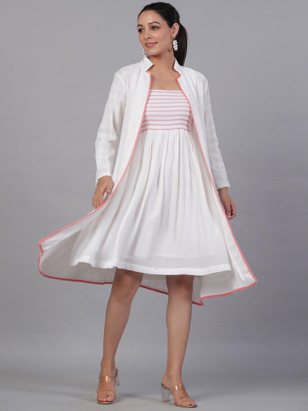 aadews smocked gathred or pleated a-line dress with shrug