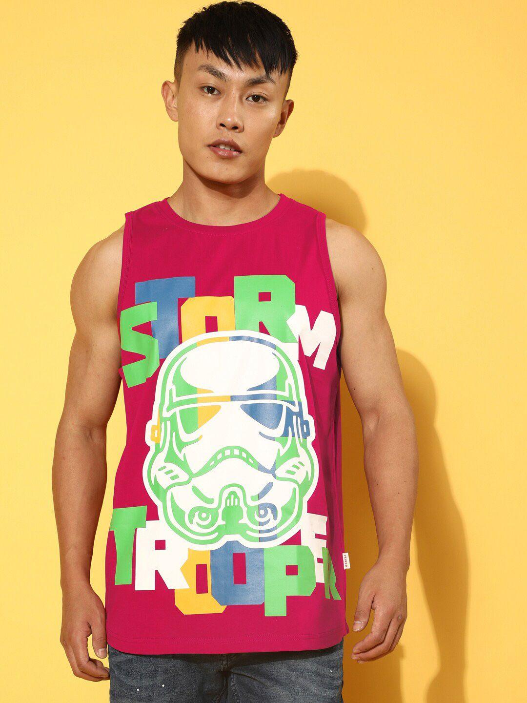 veirdo magenta storm trooper grphaic printed cotton t-shirt