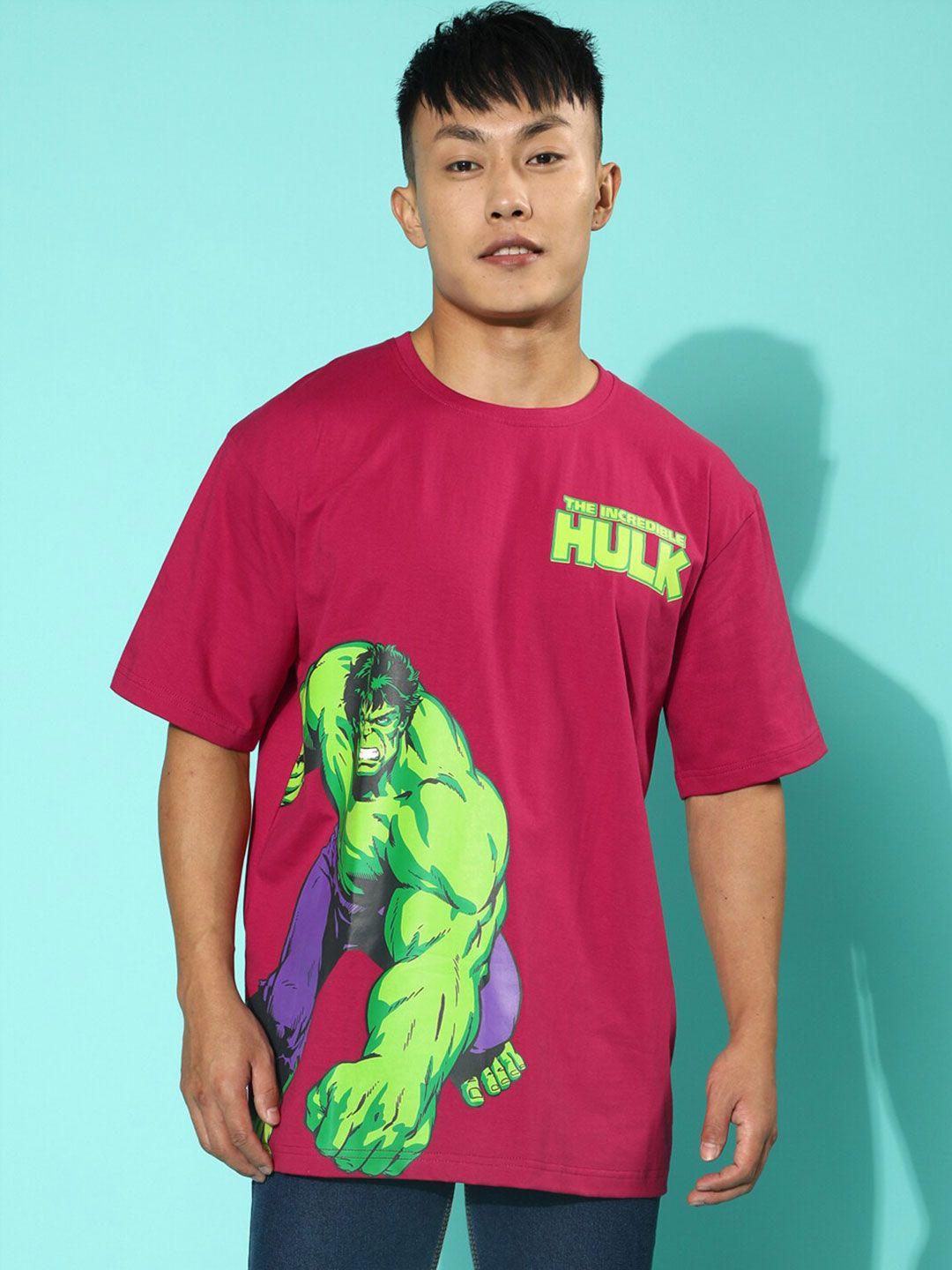 veirdo magenta hulk printed oversize cotton t-shirt