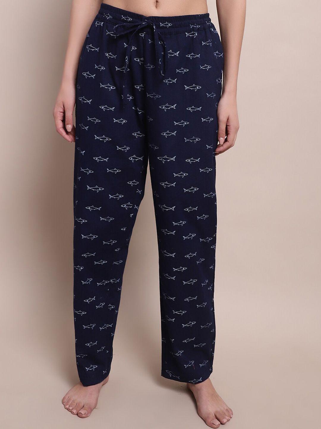 shararat shark printed cotton lounge pants