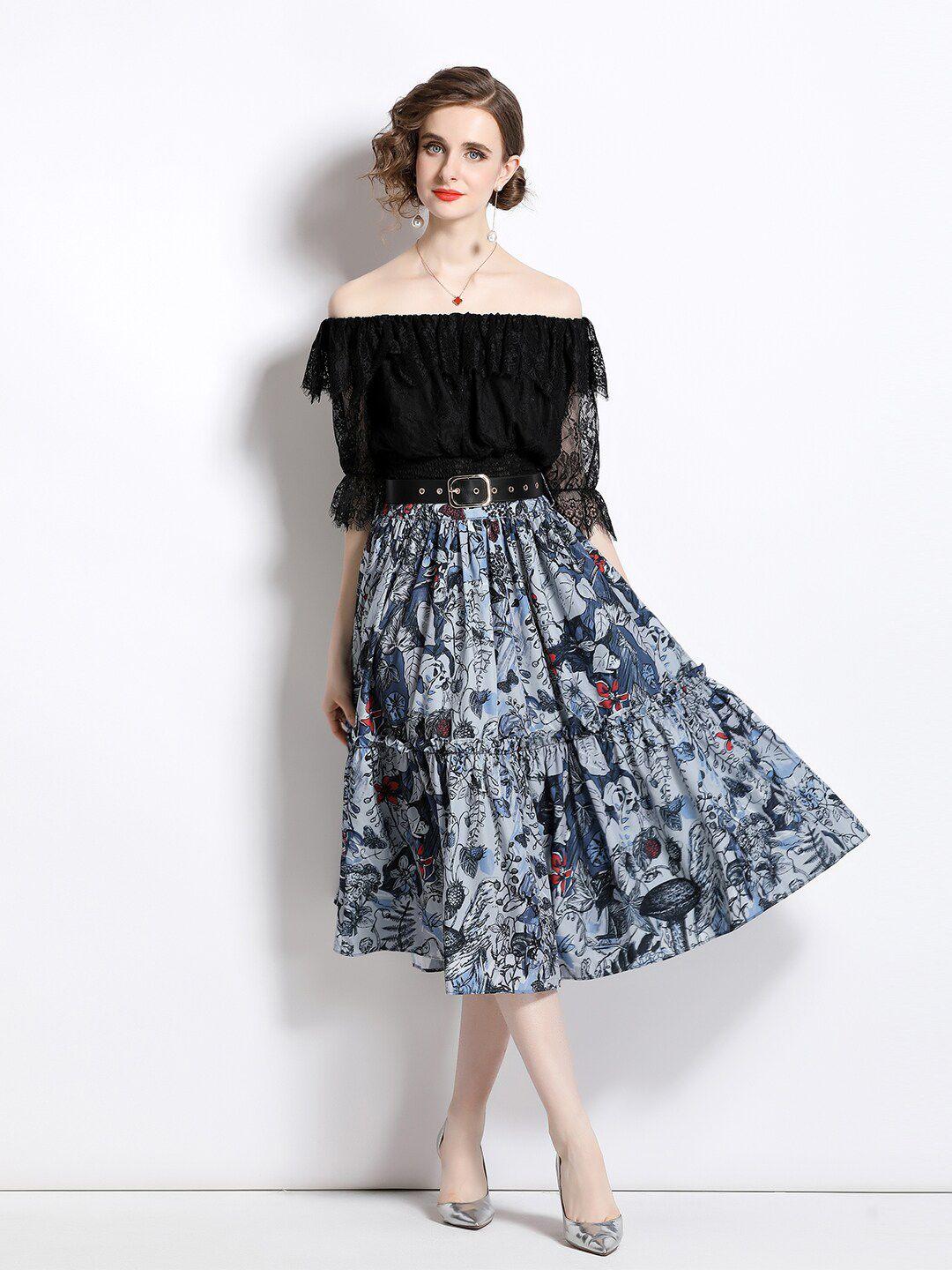 jc collection floral printed top with skirt co-ords set