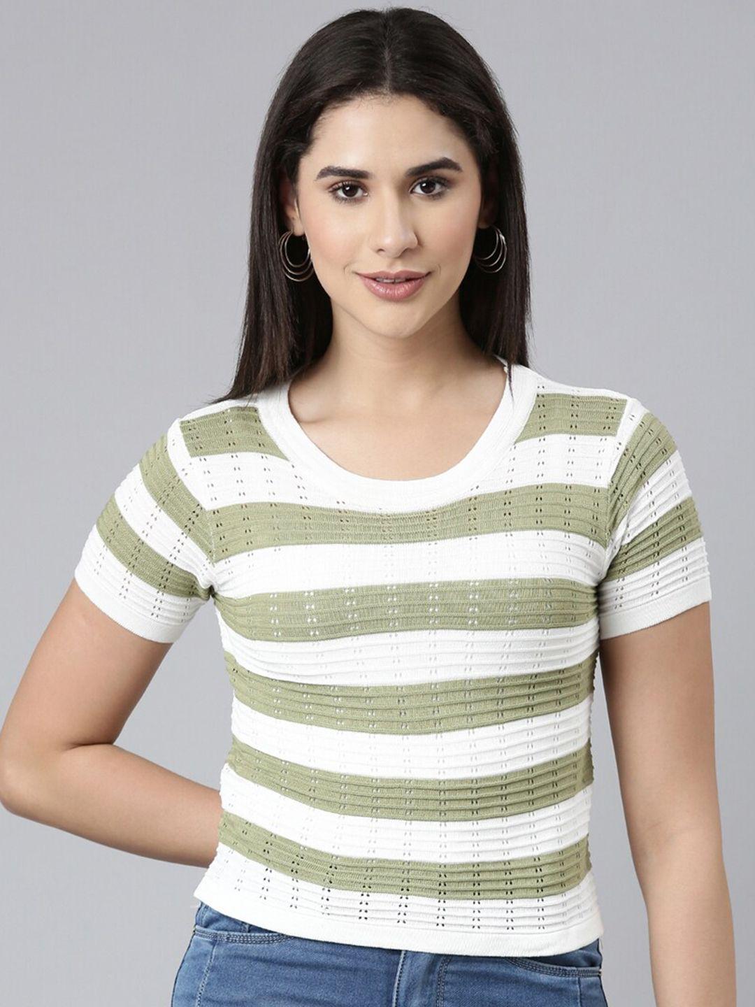 showoff striped cotton crop top