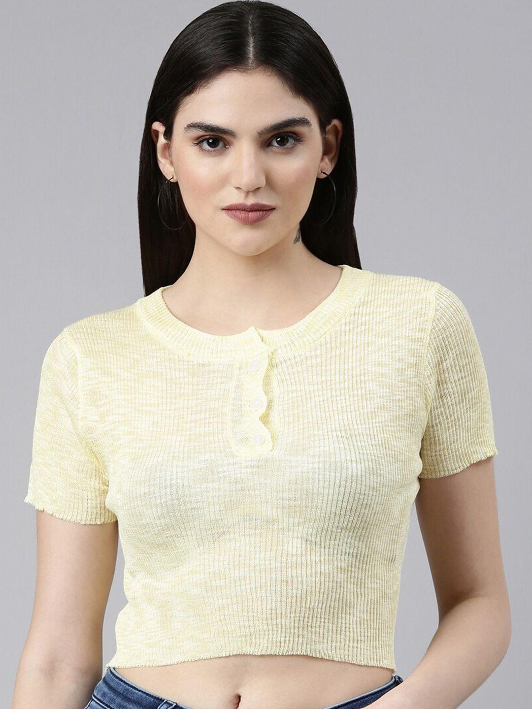 showoff round neck woollen crop top