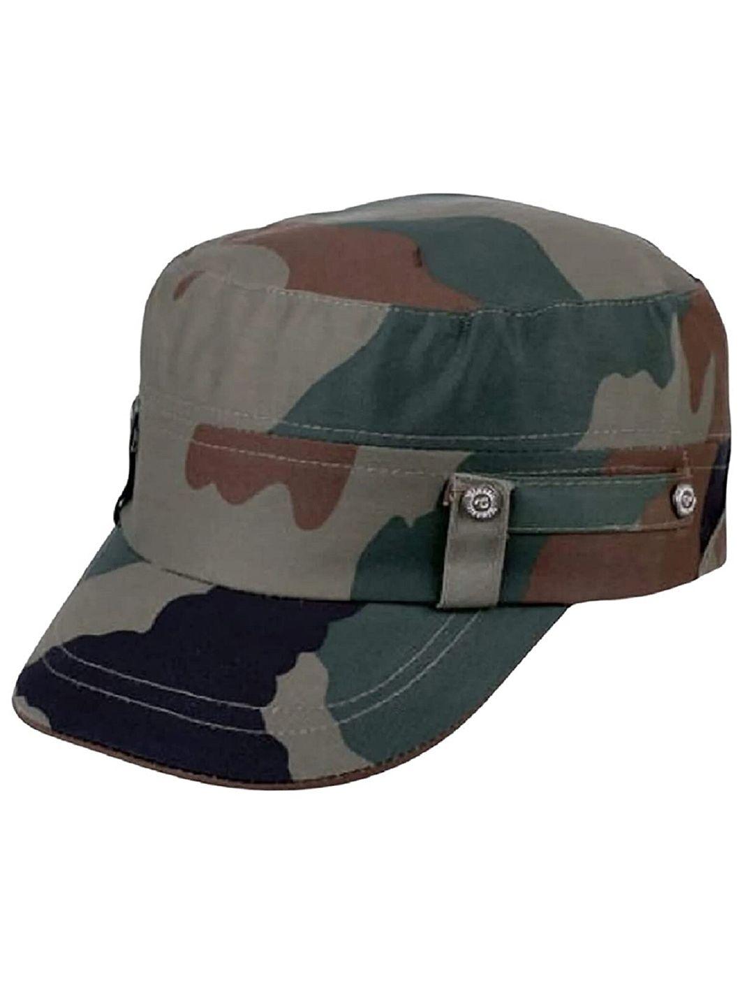 zacharias men beige & green printed baseball cap