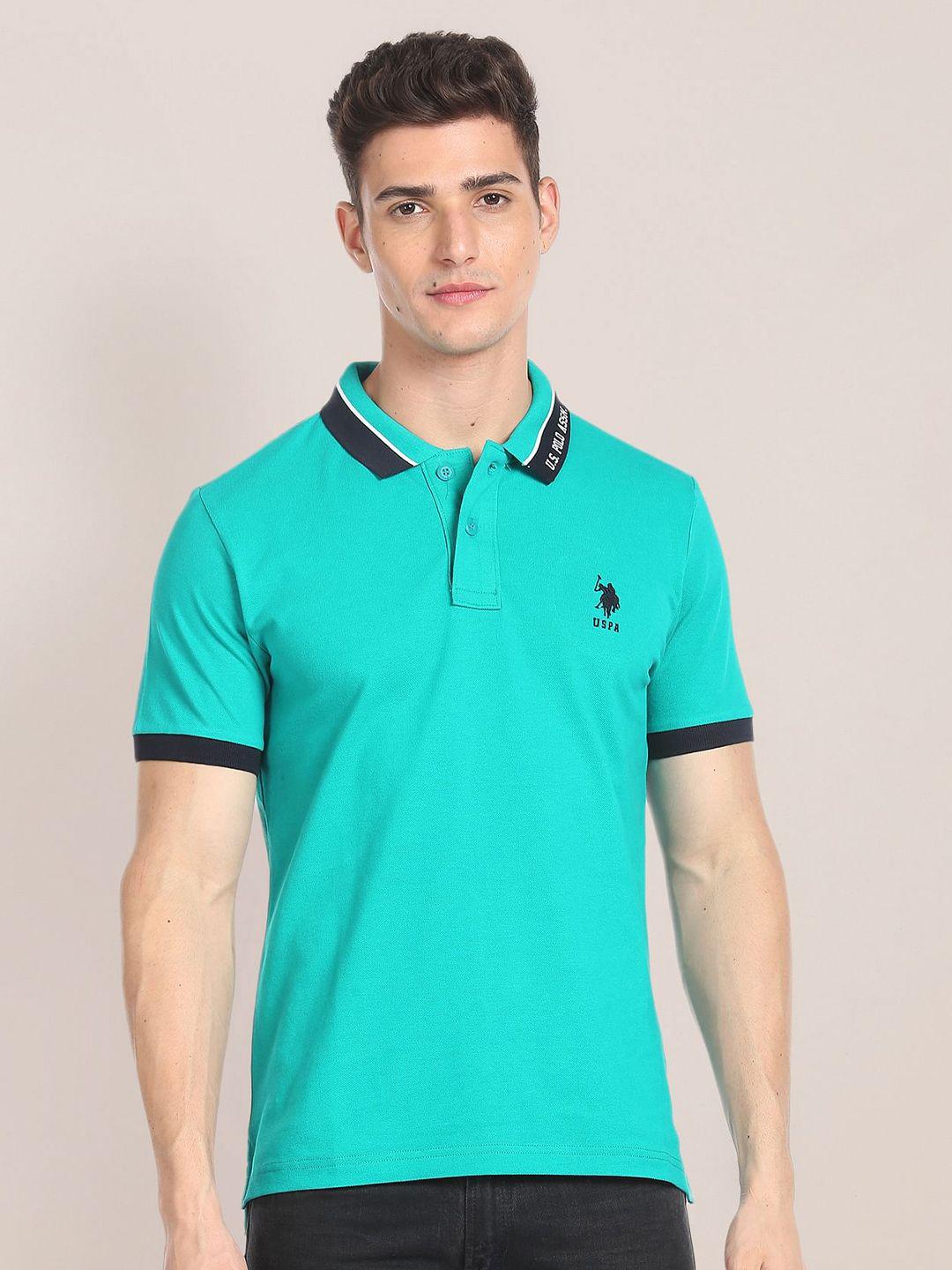 u s polo assn men green polo collar pockets slim fit t-shirt