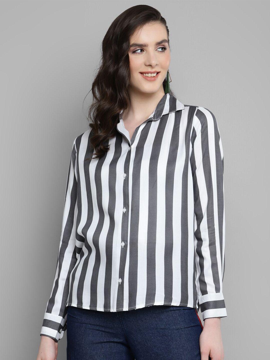 kook n keech grey classic fit opaque striped casual shirt