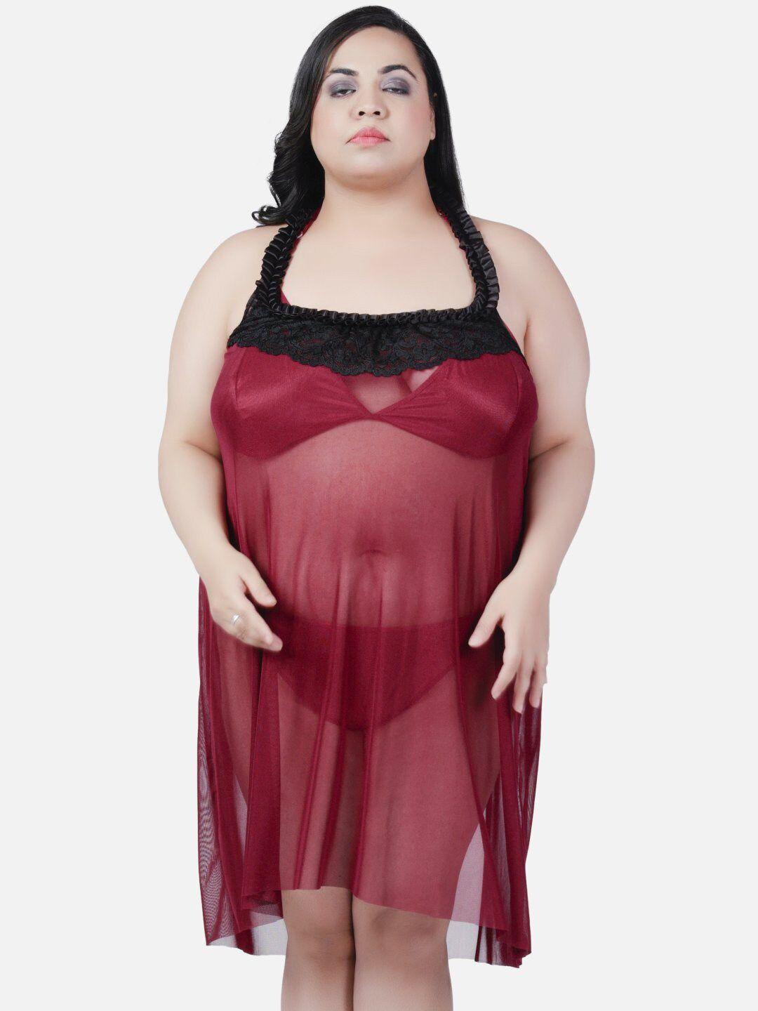 klamotten maroon & black halter neck baby doll