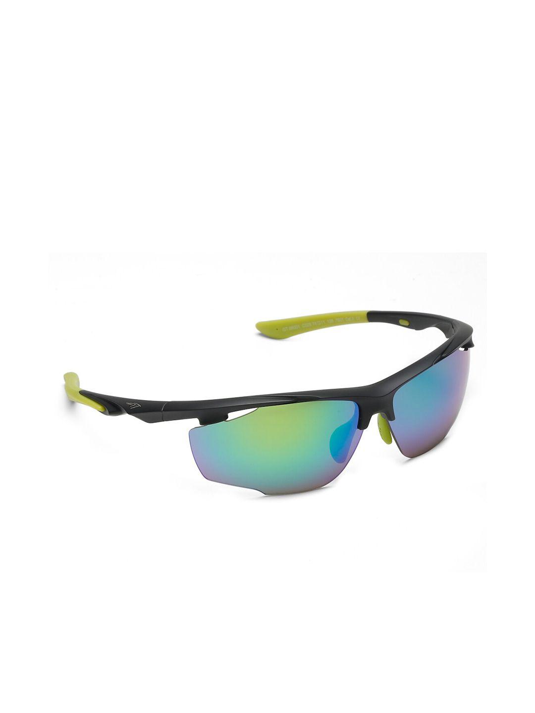 sunnies unisex mirrored lens & black rectangle sunglasses with polarised and uv protected lens