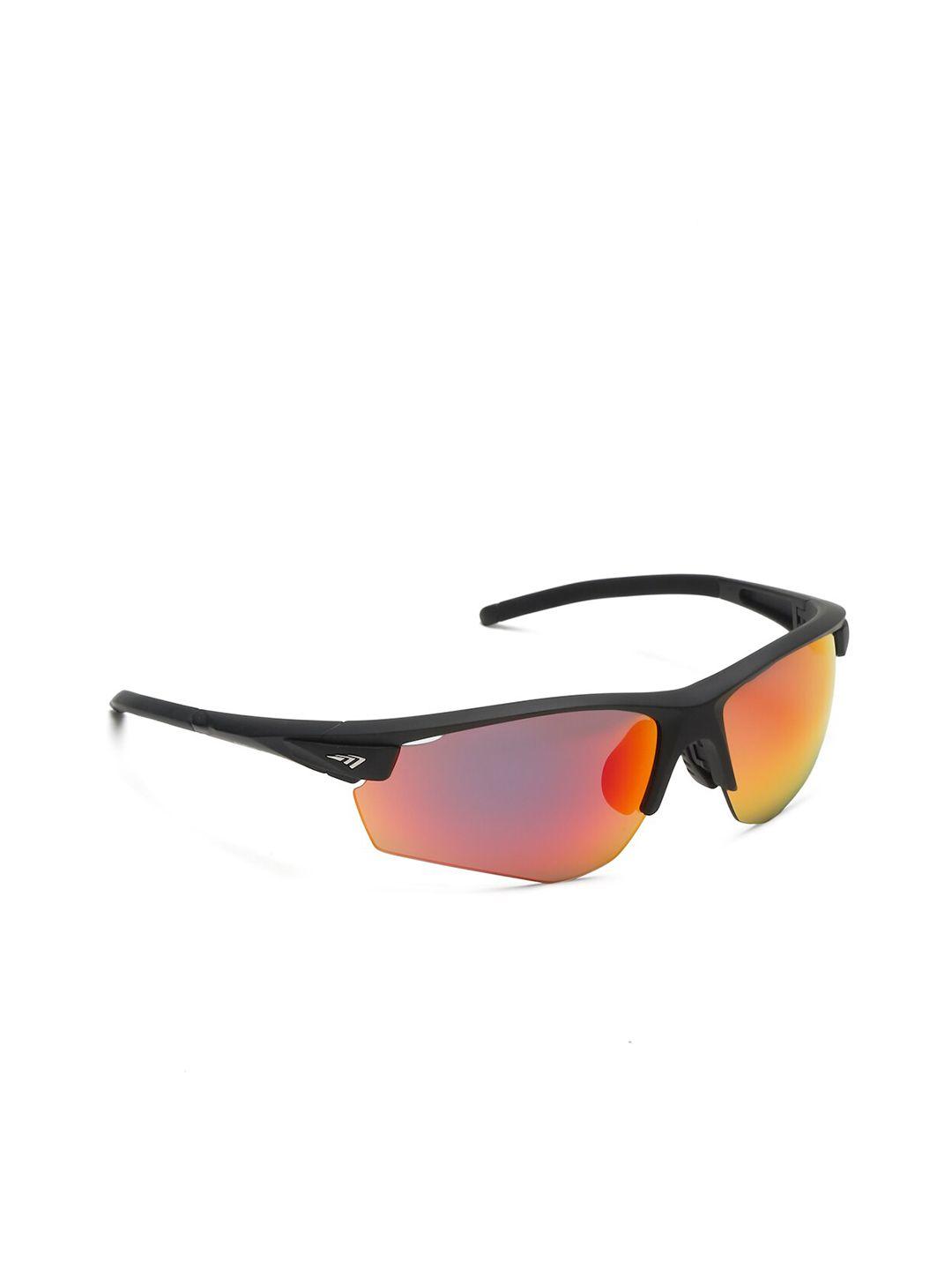 sunnies unisex red lens & black rectangle sunglasses with polarised and uv protected lens