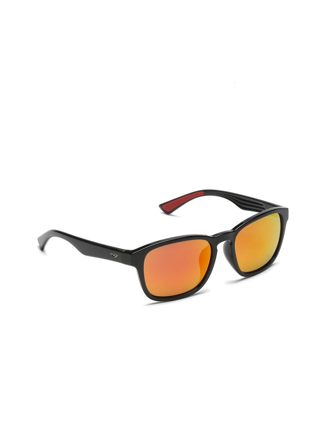 sunnies unisex red lens & black square sunglasses with uv protected lens