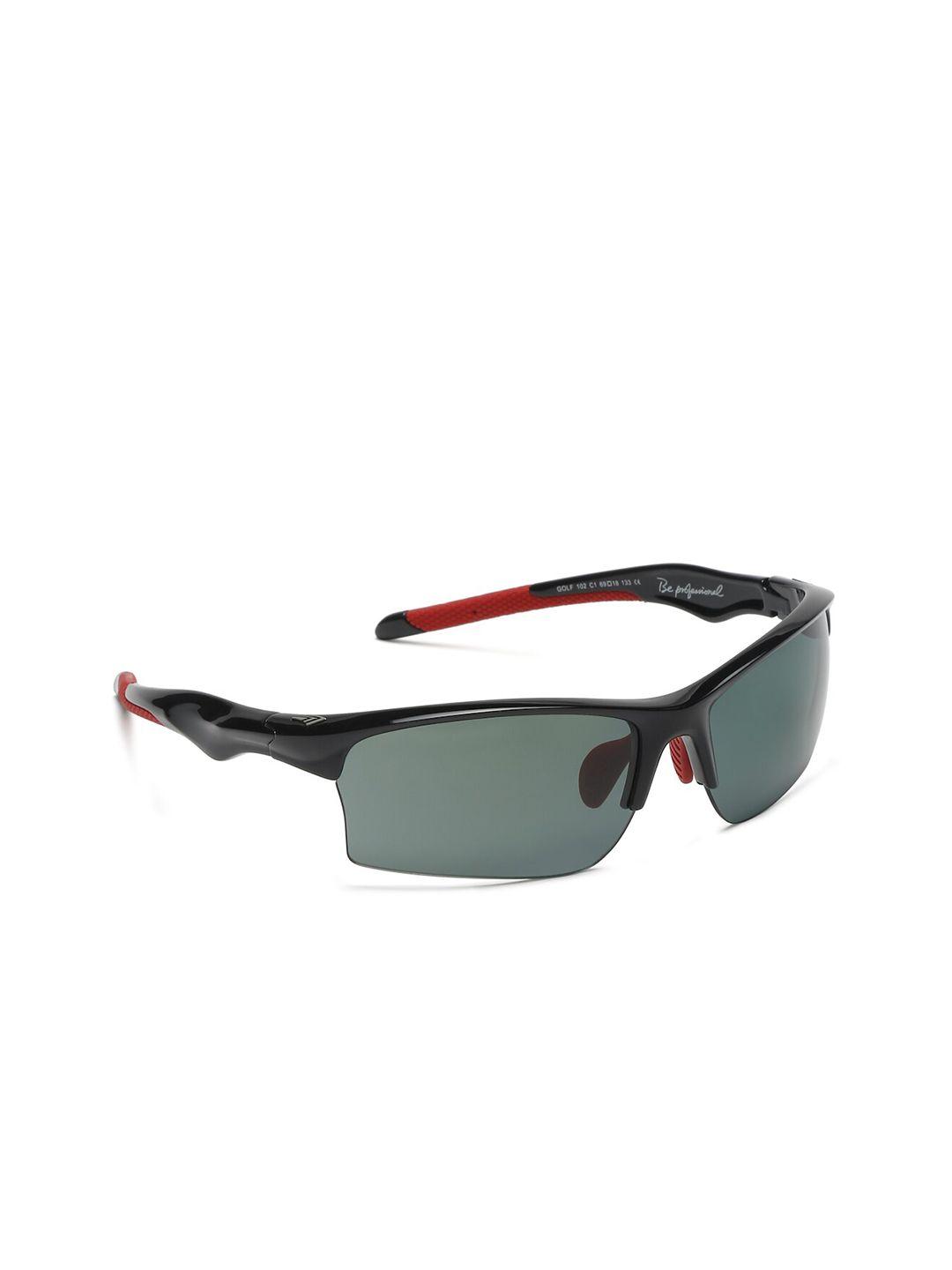 sunnies unisex green lens & black rectangle sunglasses with polarised and uv protected lens