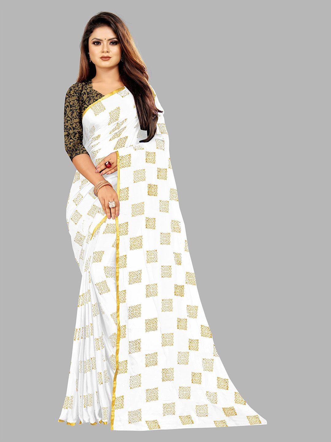 rhey ethnic motifs foil printed chiffon saree