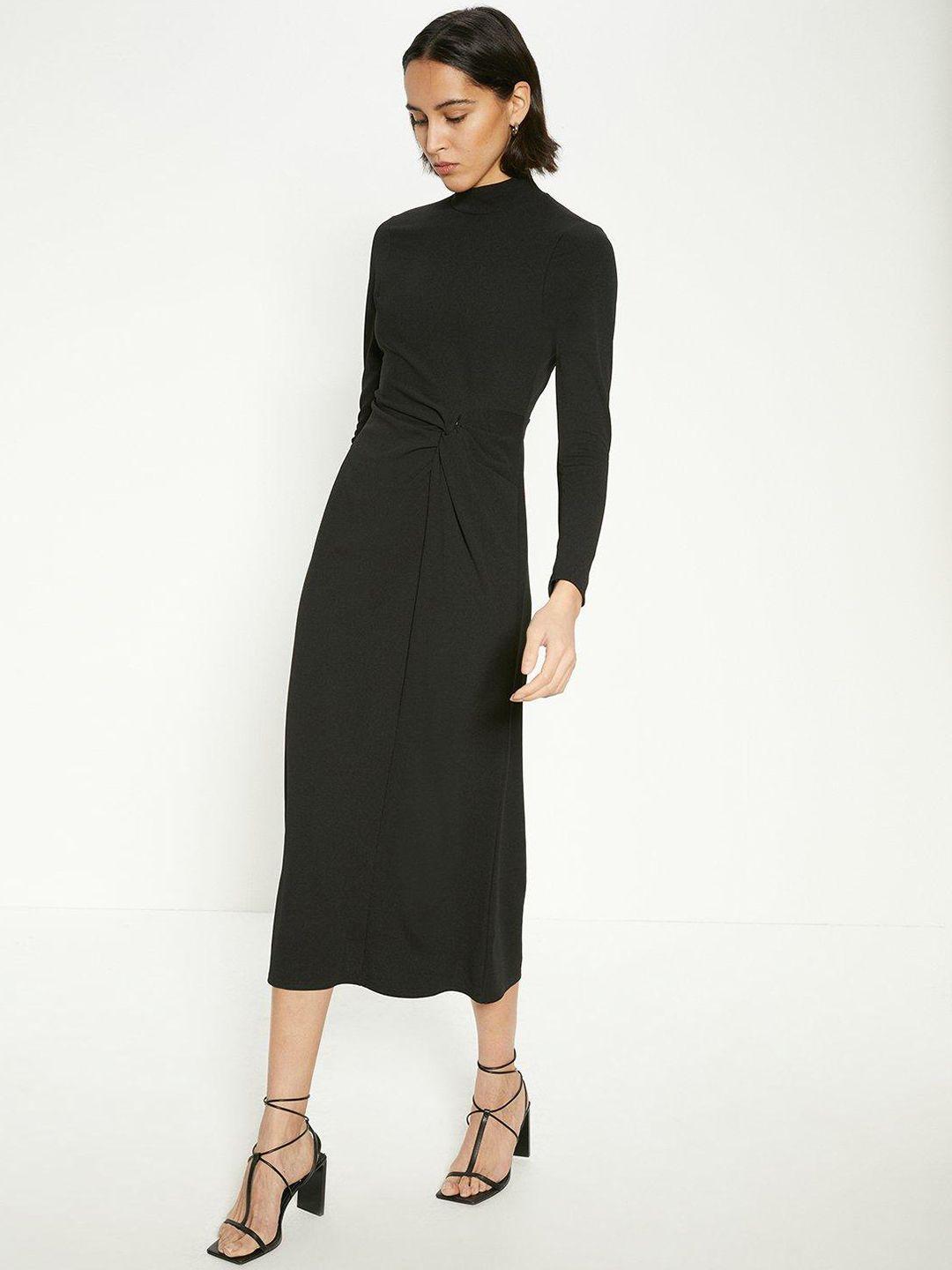 oasis twist detail funnel neck scuba crepe a-line midi dress