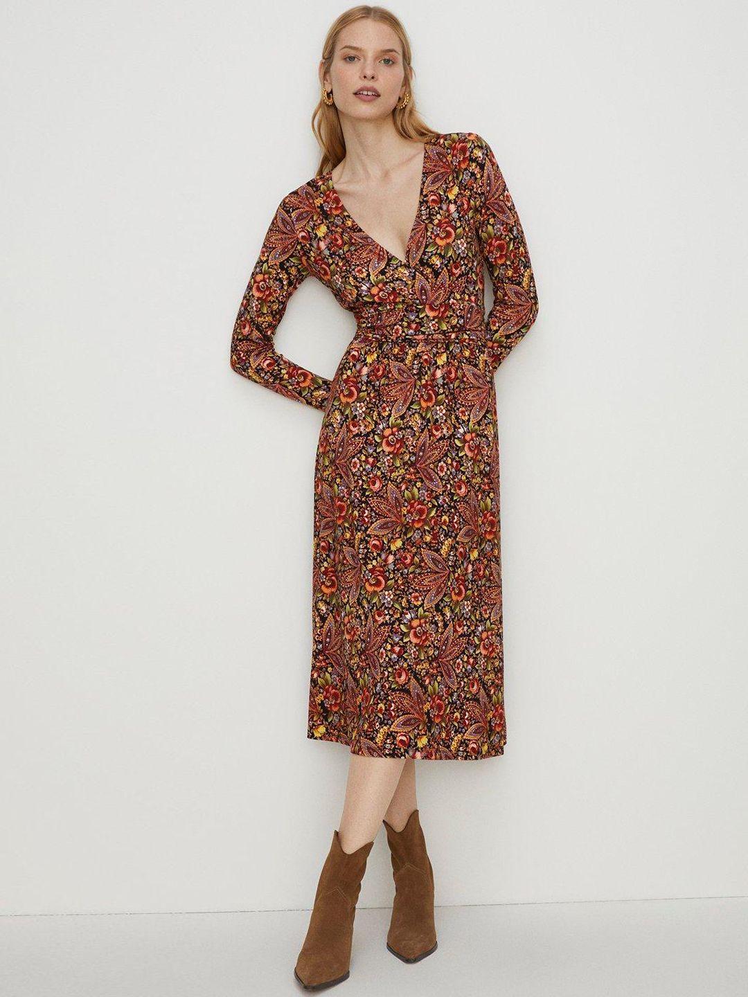 oasis floral print a-line midi dress