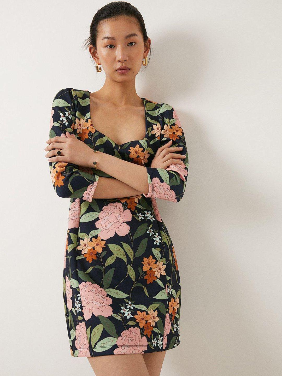 oasis floral print scuba sheath mini dress