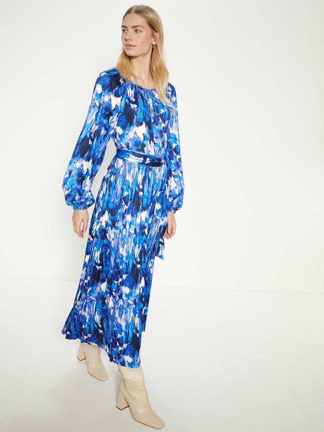 oasis abstract print batwing sleeves pleated a-line midi dress