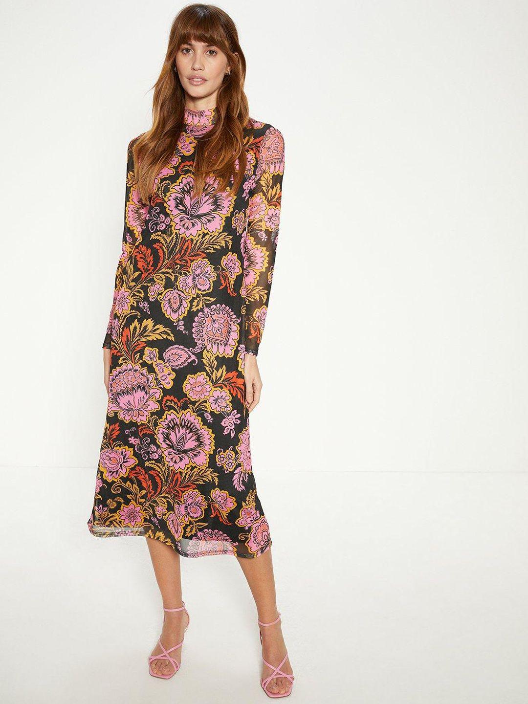 oasis floral printed a-line midi dress