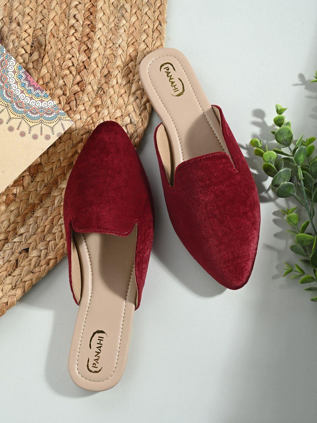 panahi pointed toe velvet mules