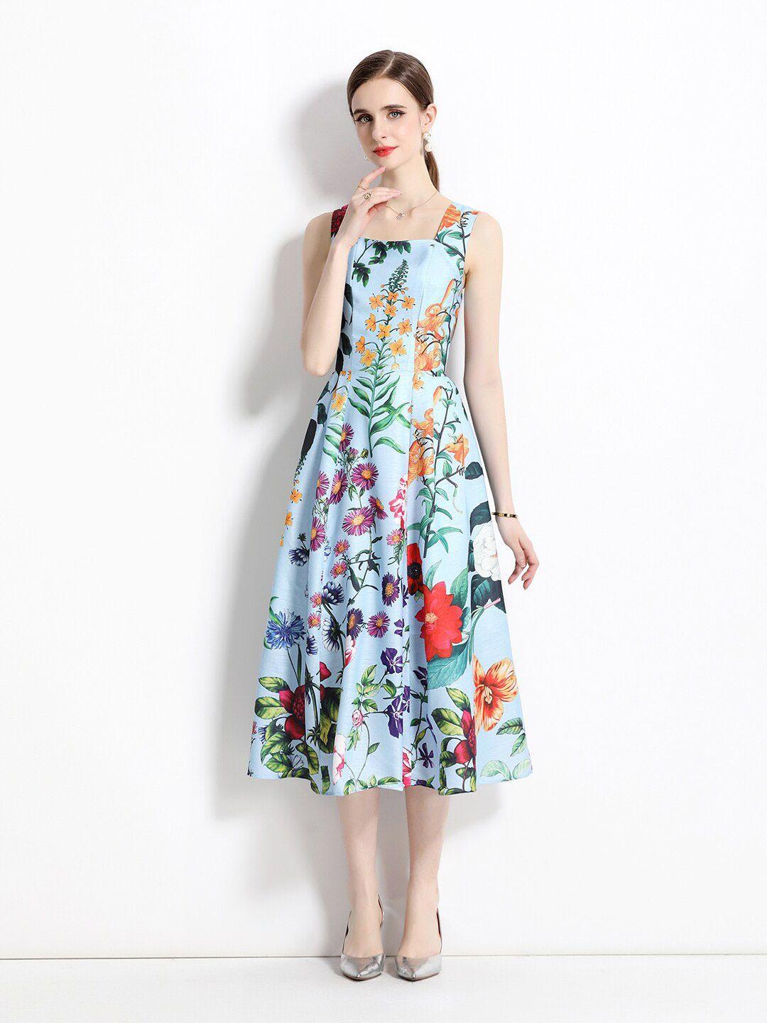 jc collection floral printed fit & flare midi dress