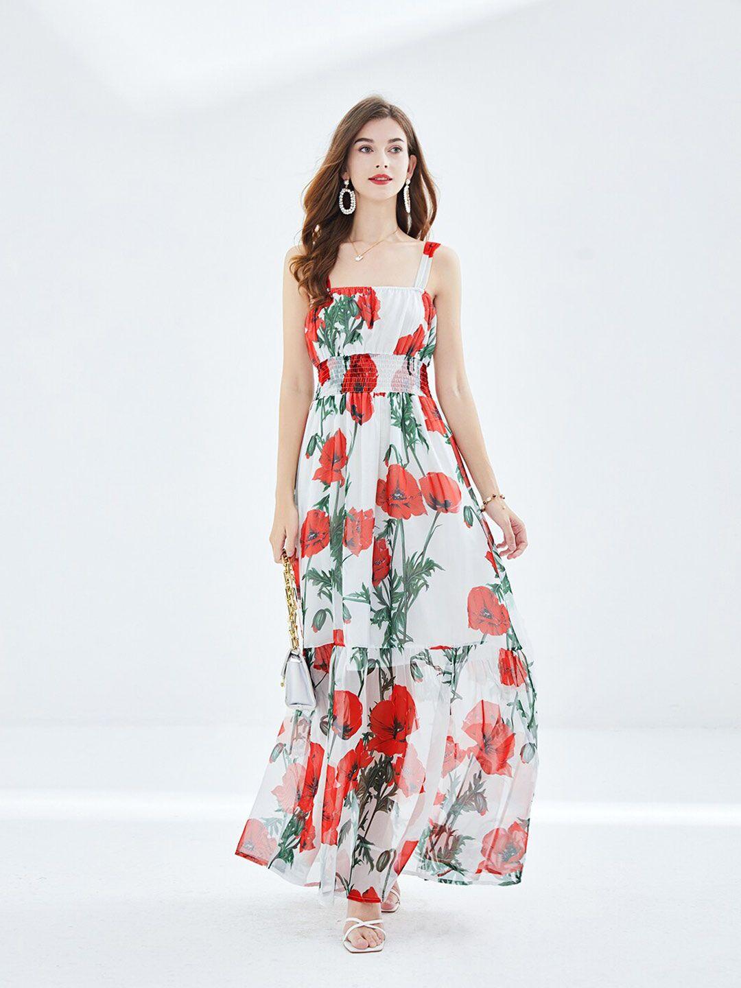 jc collection floral printed square neck maxi dress