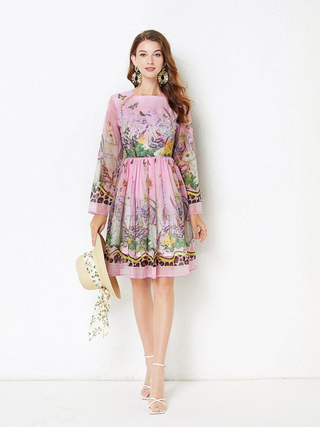 jc collection floral printed fit & flare dress