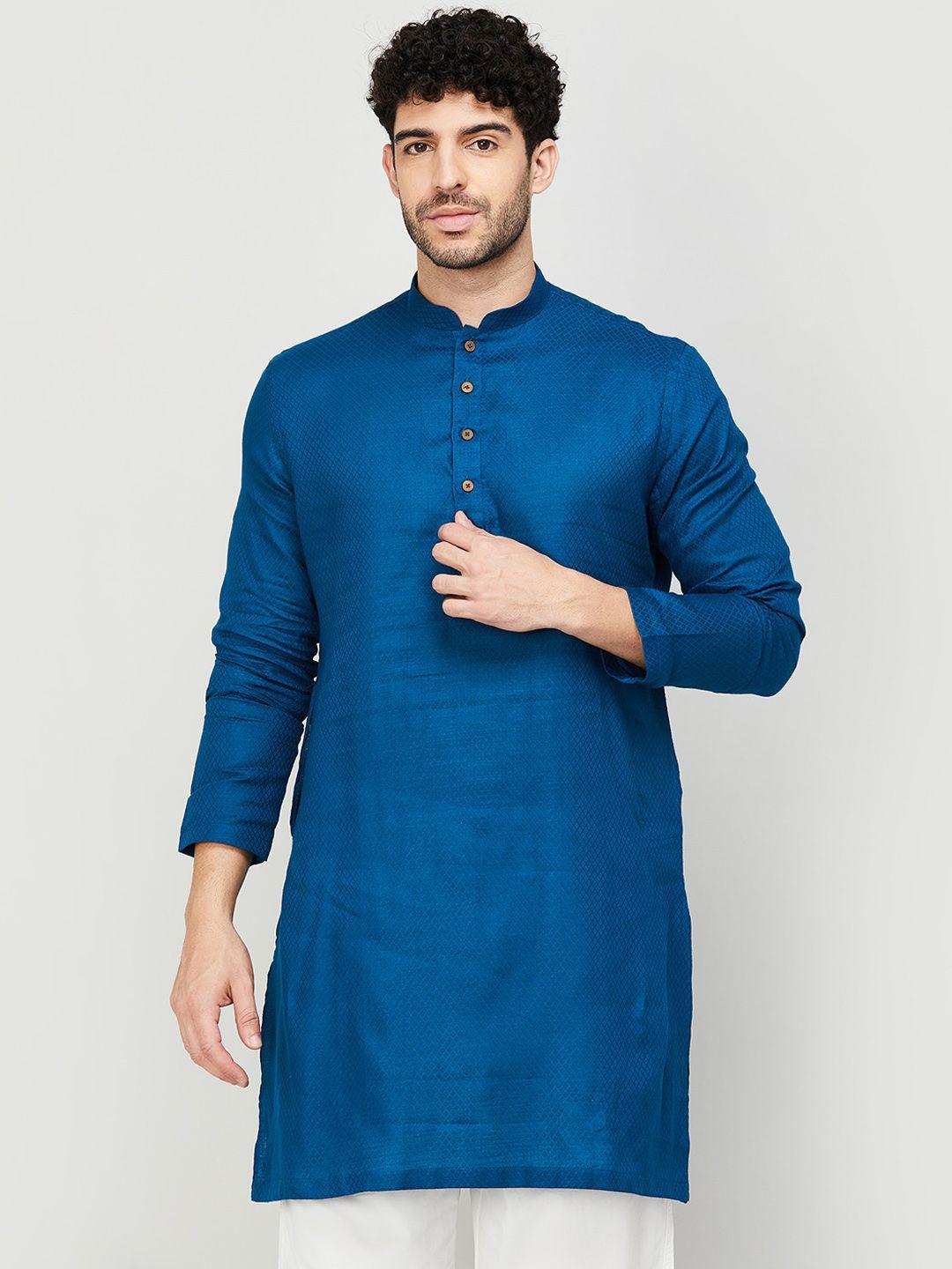 melange by lifestyle men teal thread work kurta