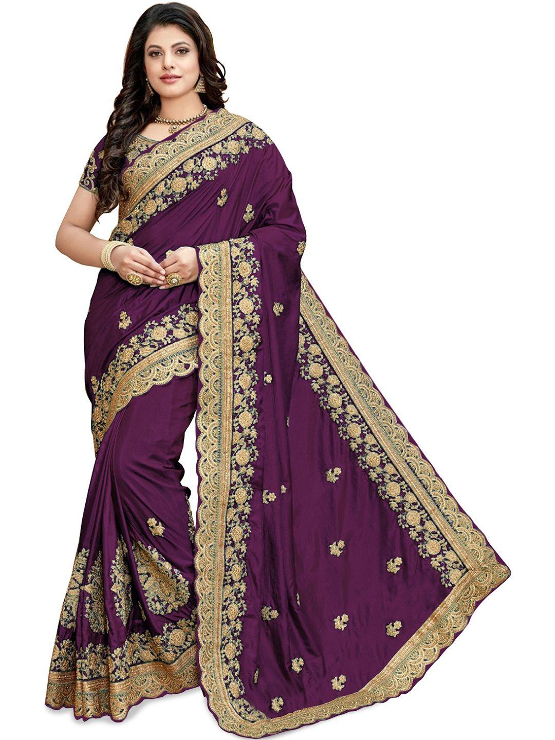 kedar fab ethnic motifs embroidered silk blend saree