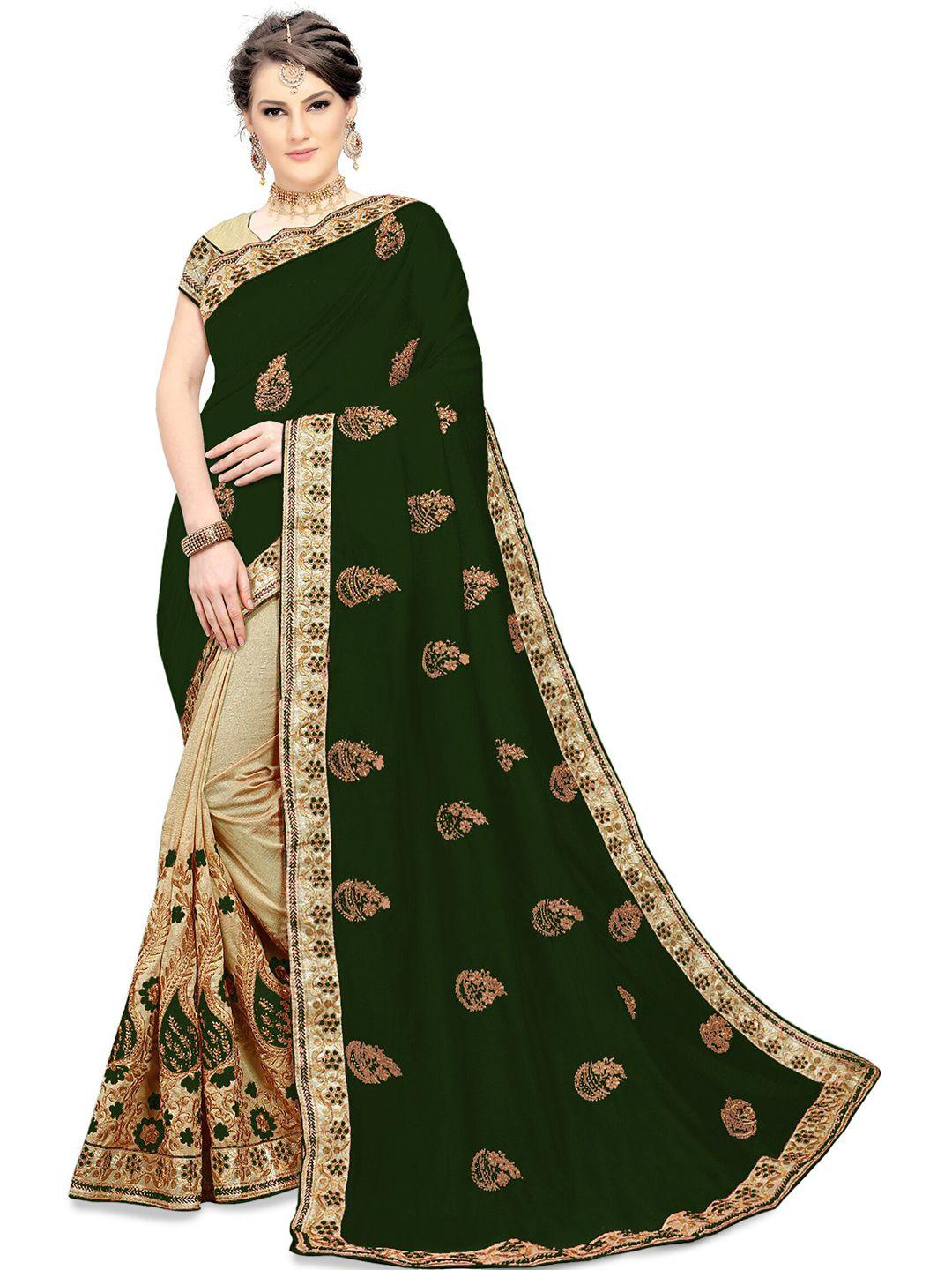 kedar fab ethnic motifs embroidered half and half saree