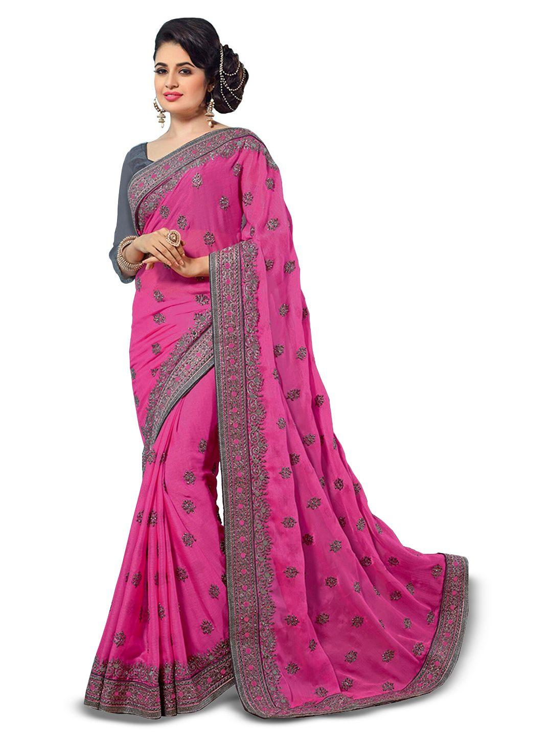 kedar fab ethnic motifs embroidered silk blend saree