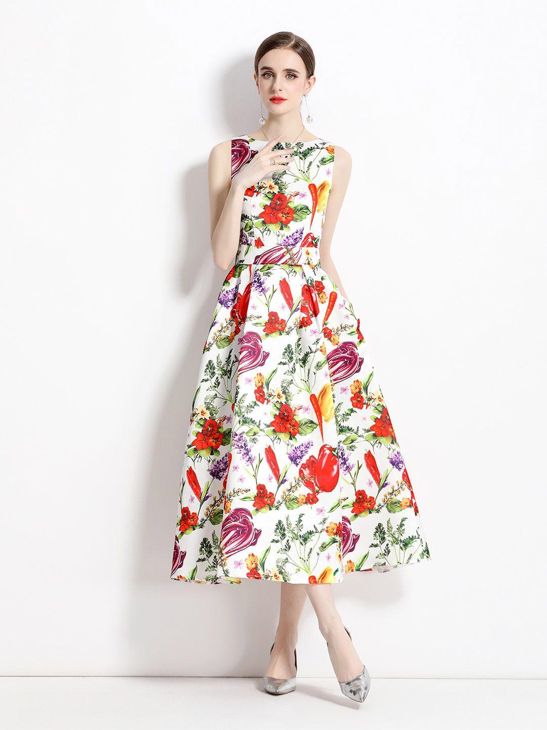 jc collection multicoloured floral print fit & flare midi dress