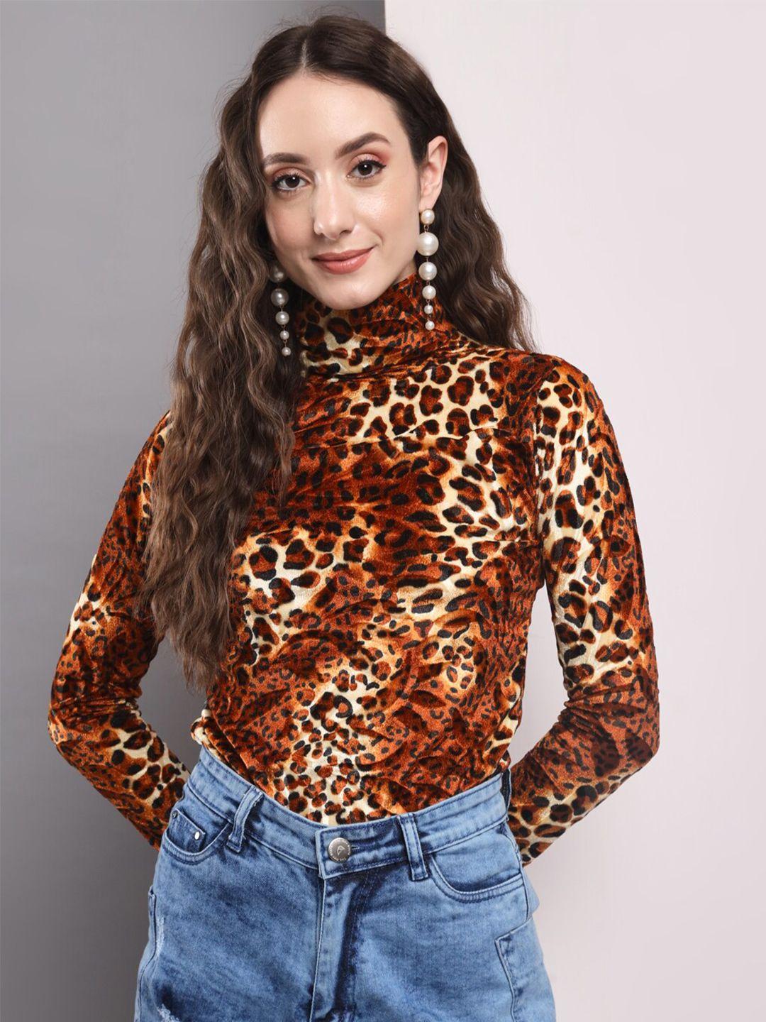 baesd multicoloured animal print velvet top