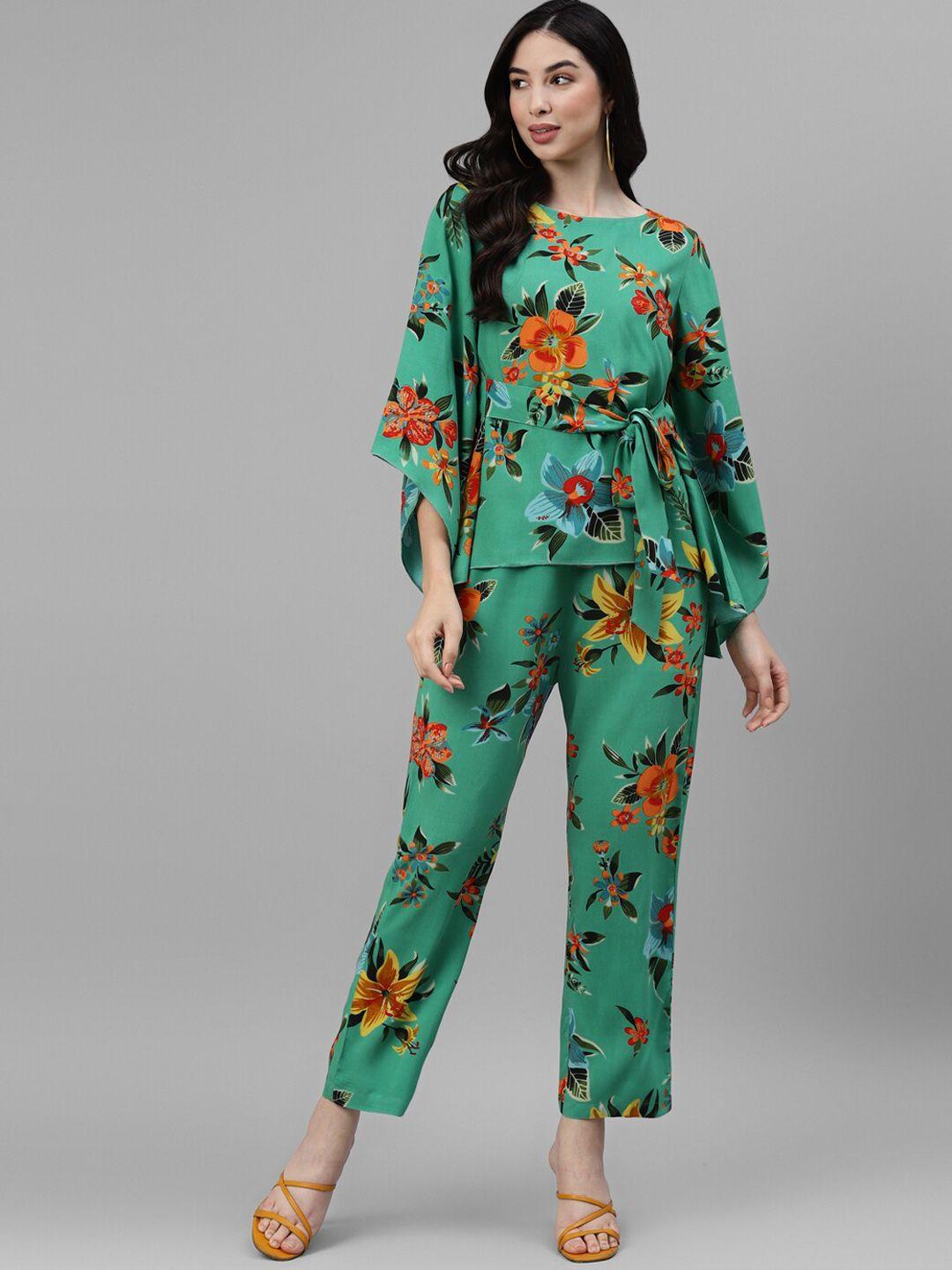 deebaco floral printed tunic top with trouser co-ords