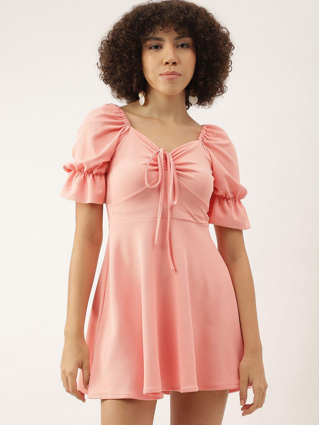 aahwan pink bell sleeve fit & flare mini dress