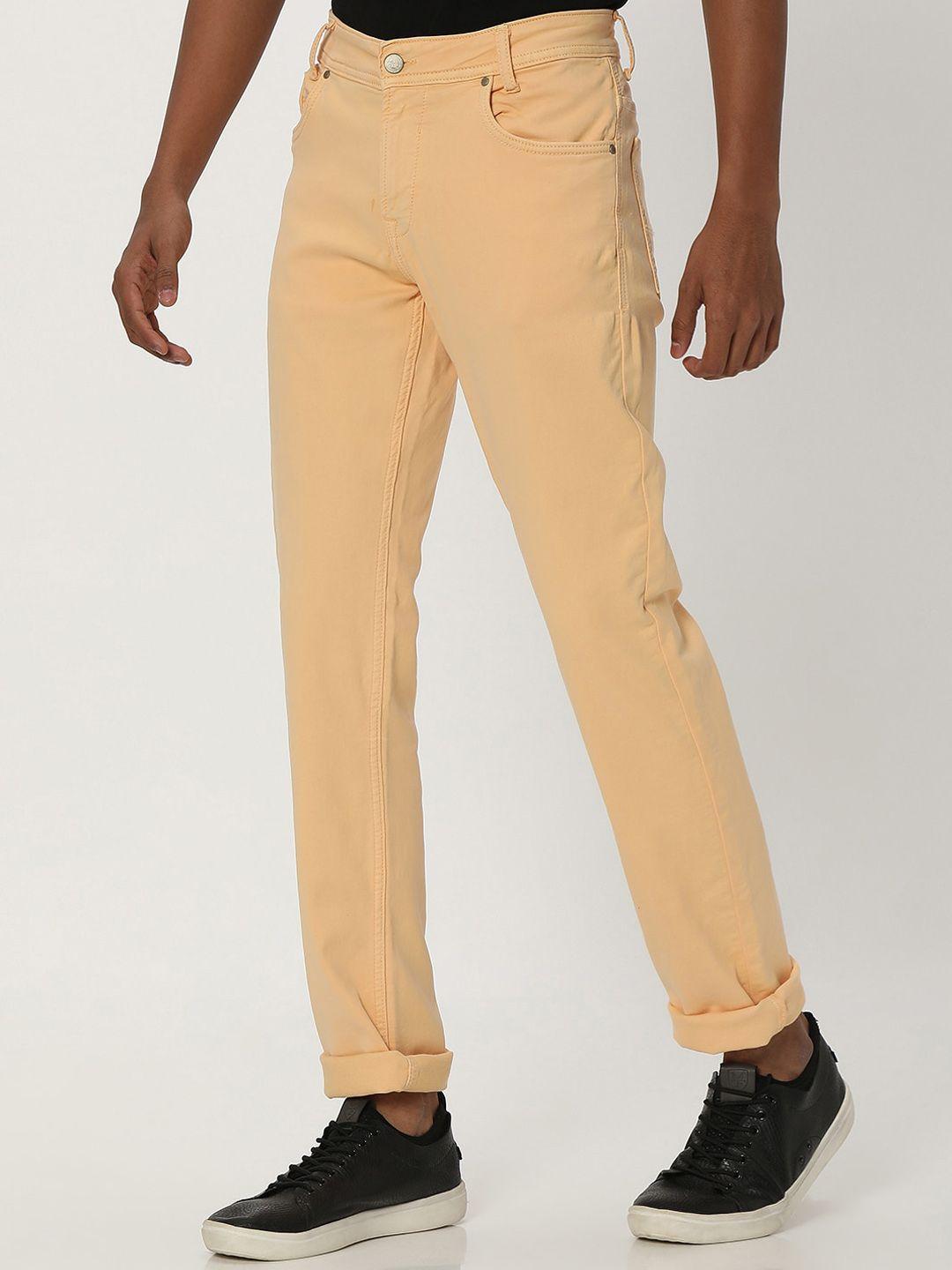 mufti men yellow slim fit reversible trousers