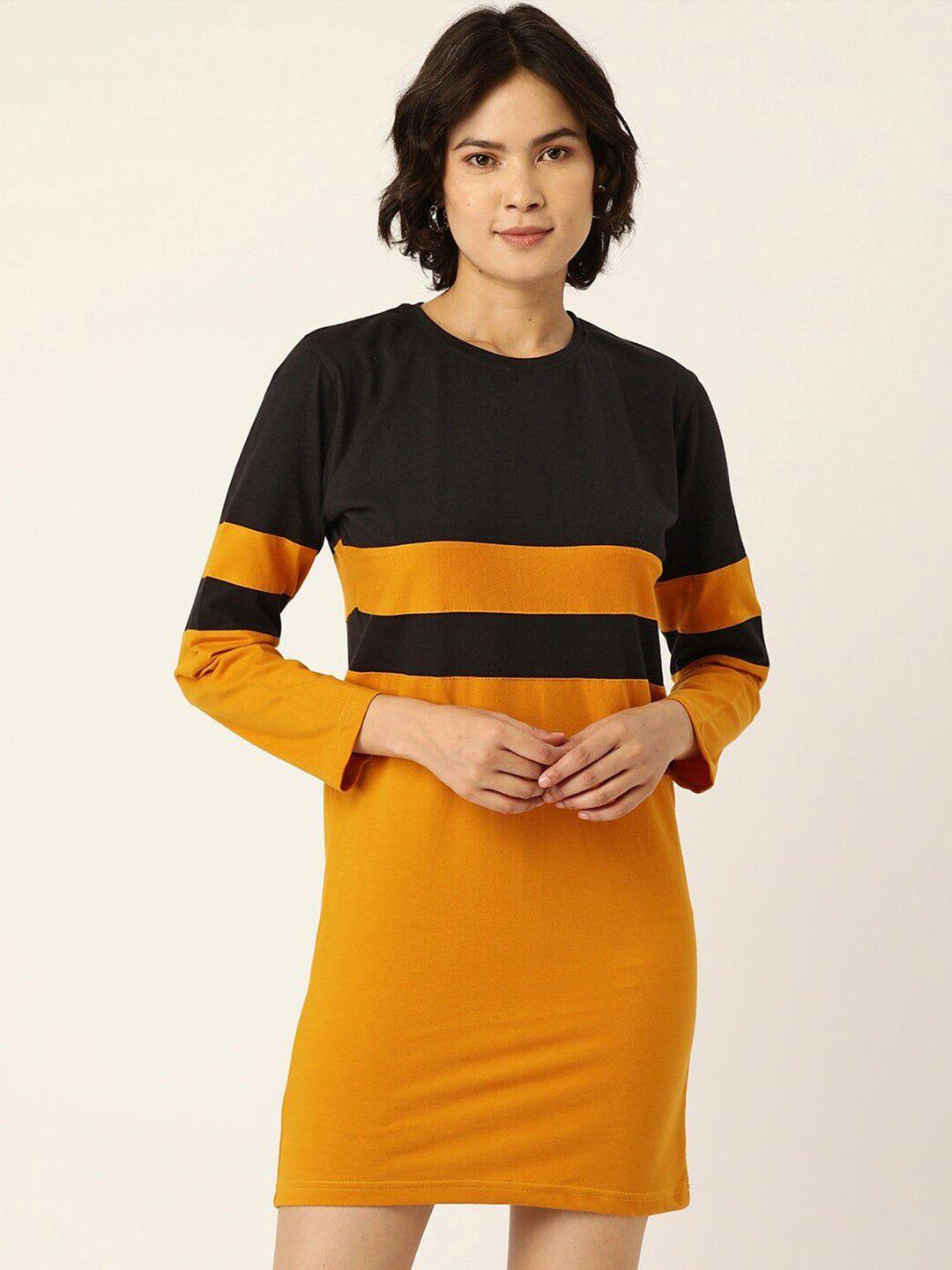 baesd colourblocked  cotton casual sheath dress