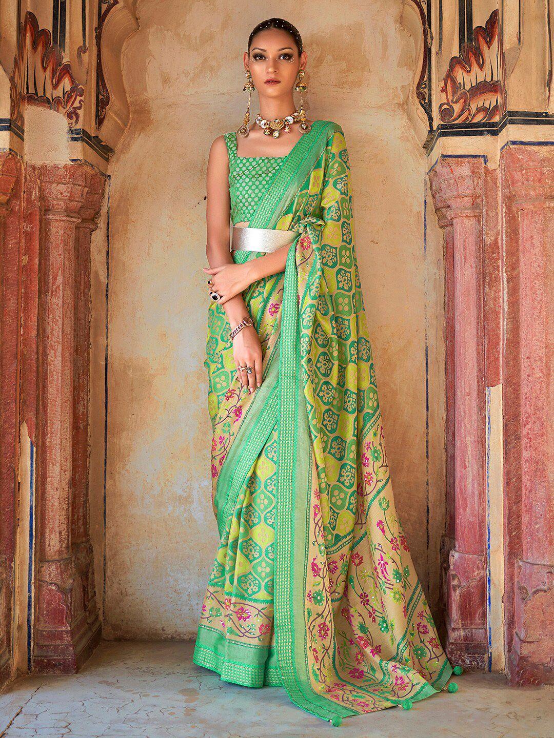 anouk ethnic motifs zari pure georgette bagru saree