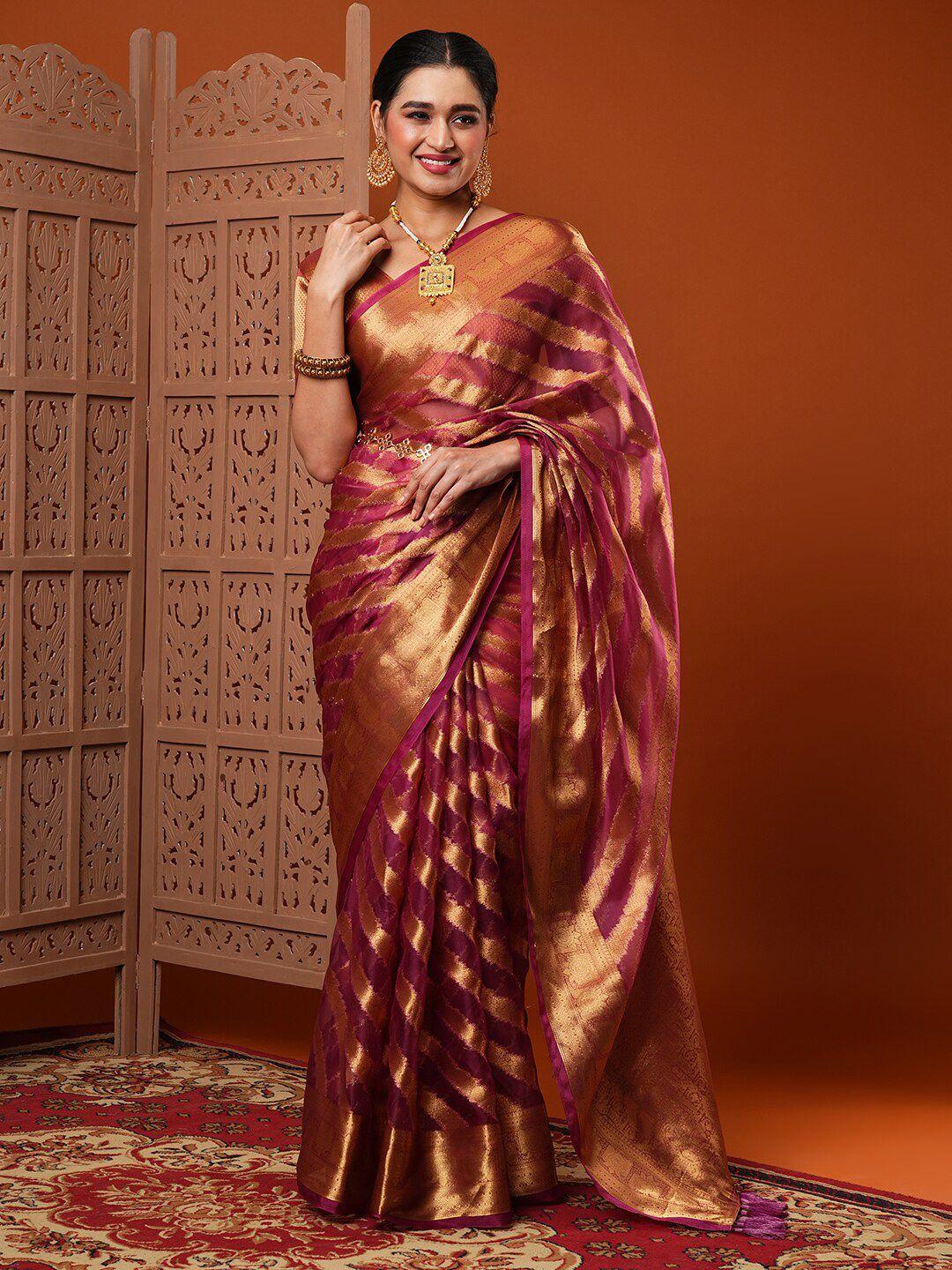 anouk leheriya organza banarasi saree