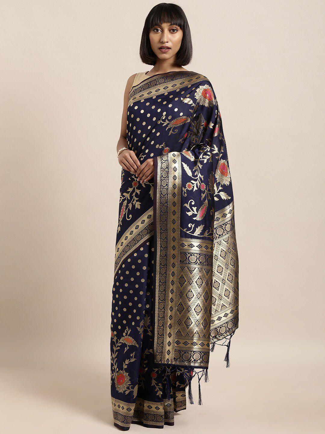 sangria ethnic motifs zari silk blend banarasi saree