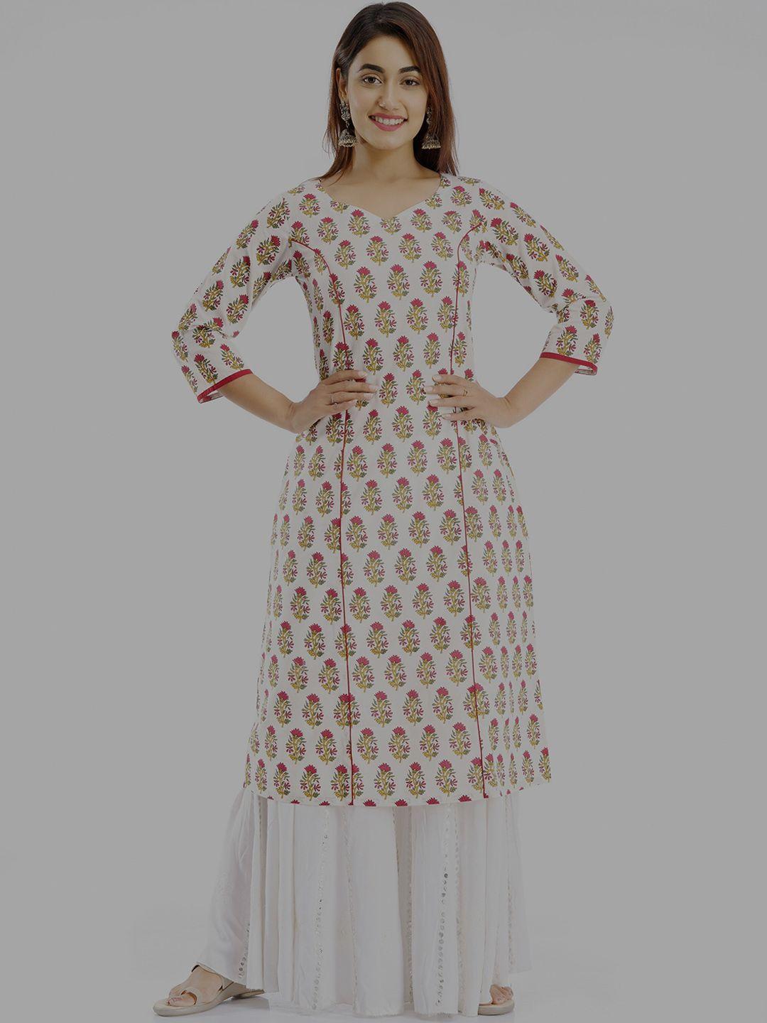 parchhai women white ethnic motifs flared sleeves sequinned kurta