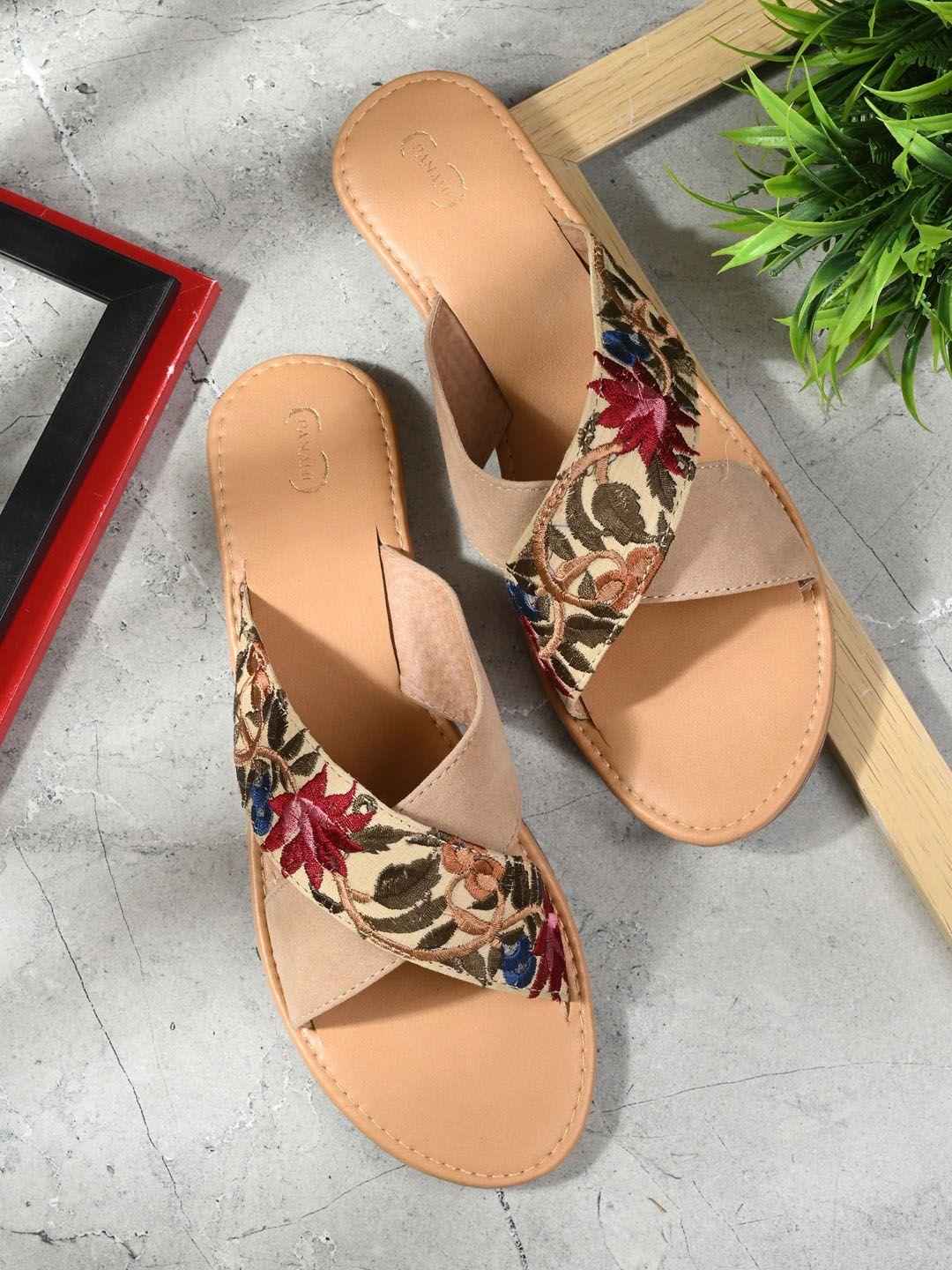 panahi women embroidered cross strap open toe flats