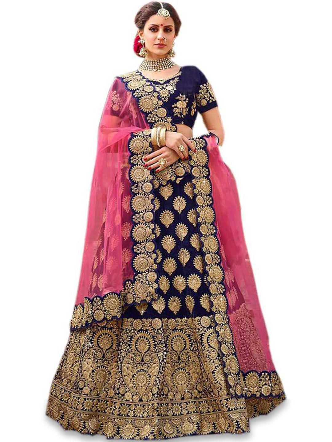 kedar fab embroidered thread work semi-stitched lehenga & unstitched blouse with dupatta