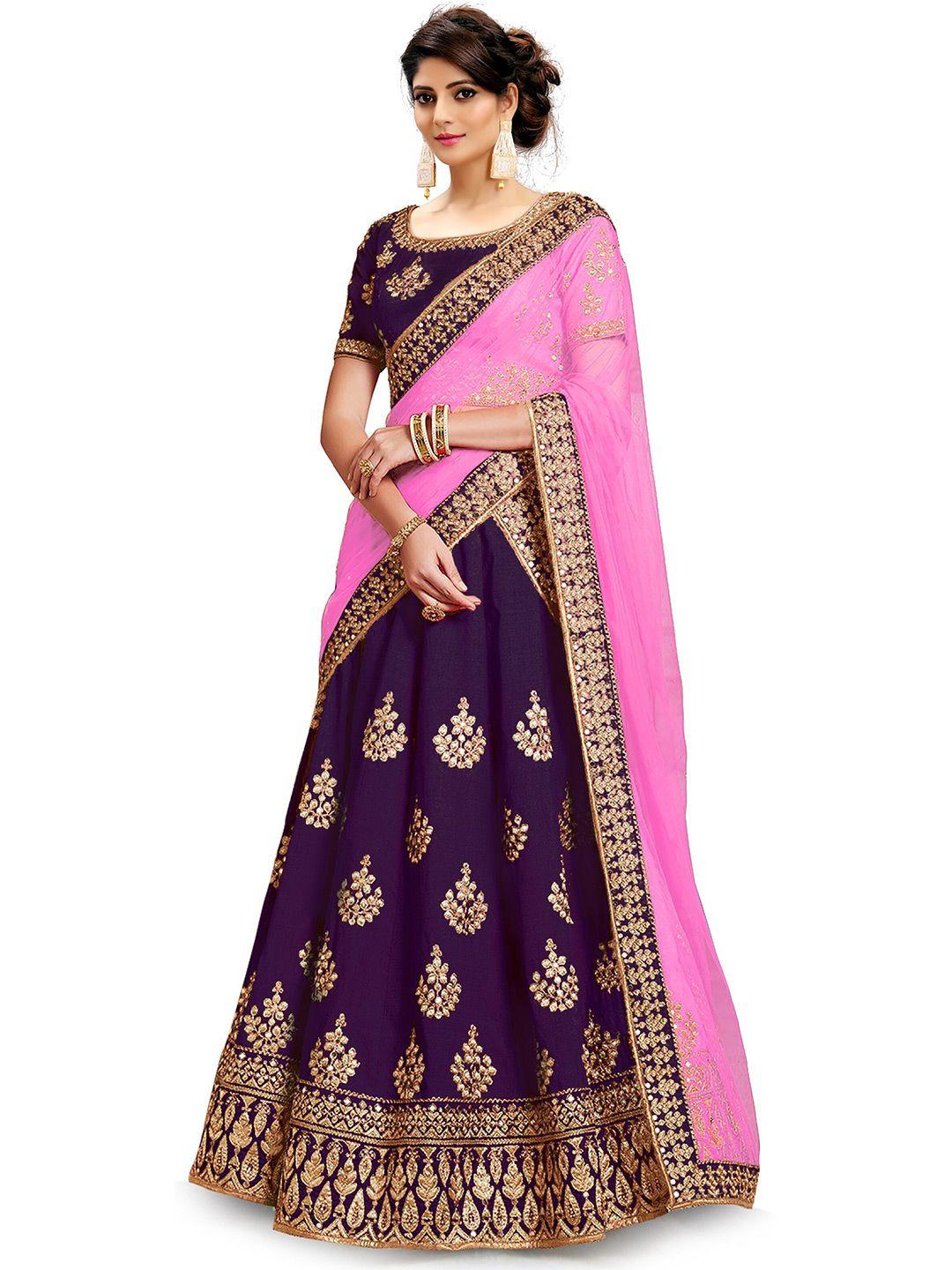 kedar fab embroidered semi-stitched lehenga & unstitched blouse with dupatta