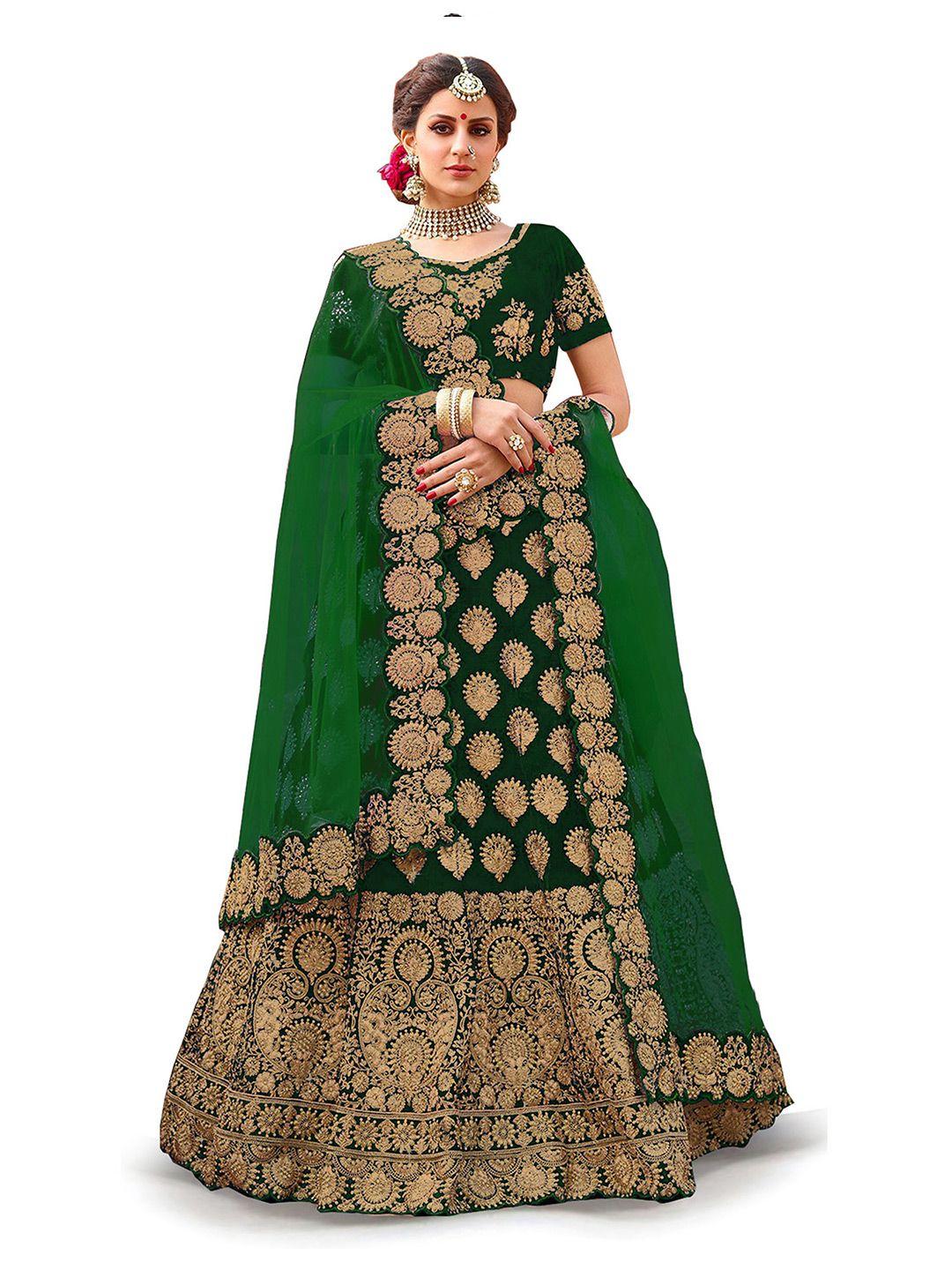 kedar fab embroidered thread work semi-stitched lehenga & unstitched blouse with dupatta