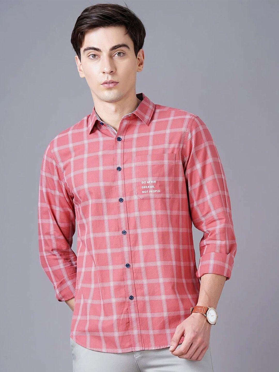 british club men checked smart slim fit cotton casual shirt