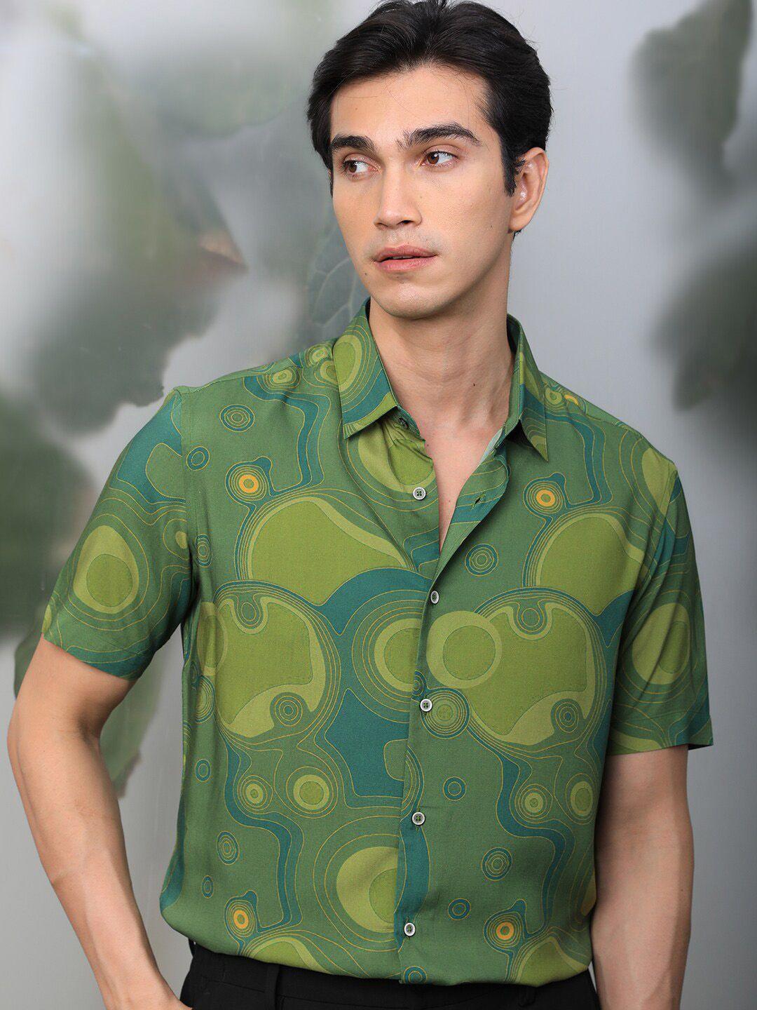 rare rabbit slim fit abstract printed casual shirt